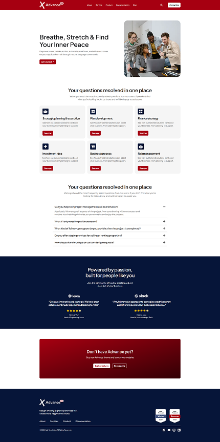 Advance lite Service page by hub resolution
